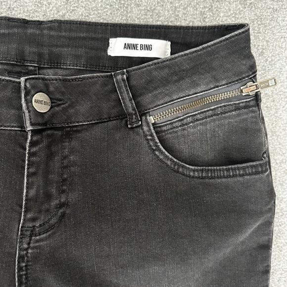 Anine Bing Jeans Womens 30 Low Rise Skinny Black Jax Ankle Zip Stretch - Picture 3 of 11